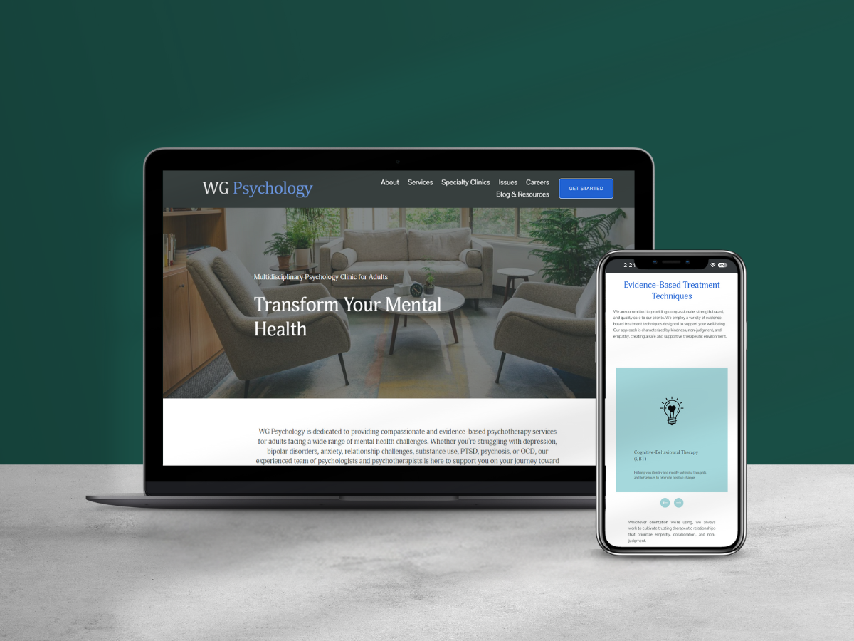 WG Psychology website design mockup